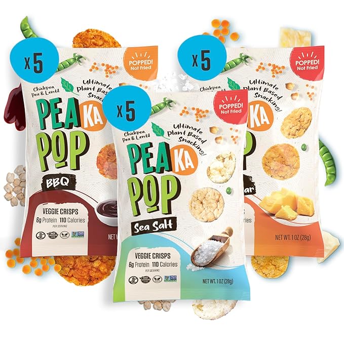 PeaKaPop Veggie Chips ??Plant-Based, Healthy Veggie Crisps with Pea, Lentil & Chickpea Protein