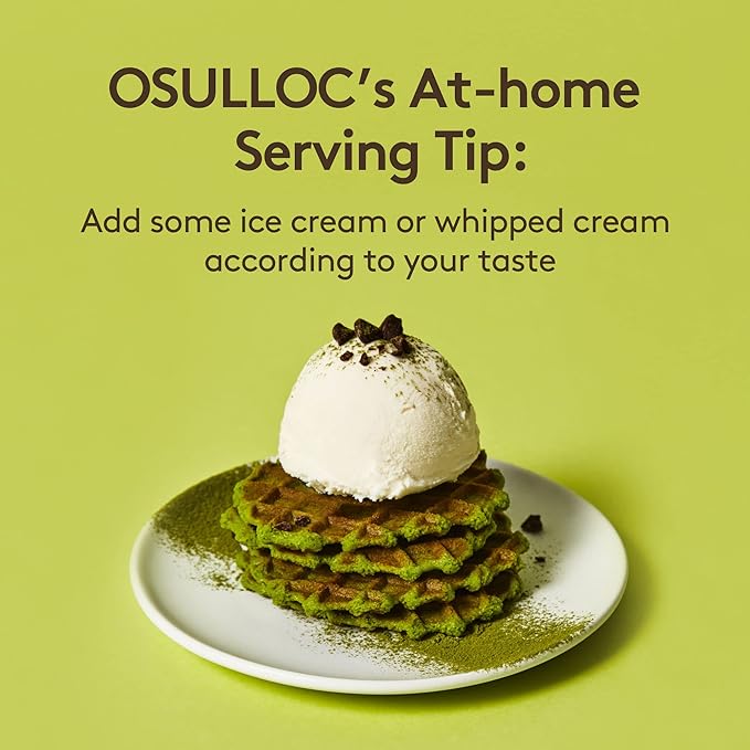 OSULLOC Premium Green Tea Waffles (2.54oz, 72g) | Korean Matcha Flavored Snacks | Asian Snacks