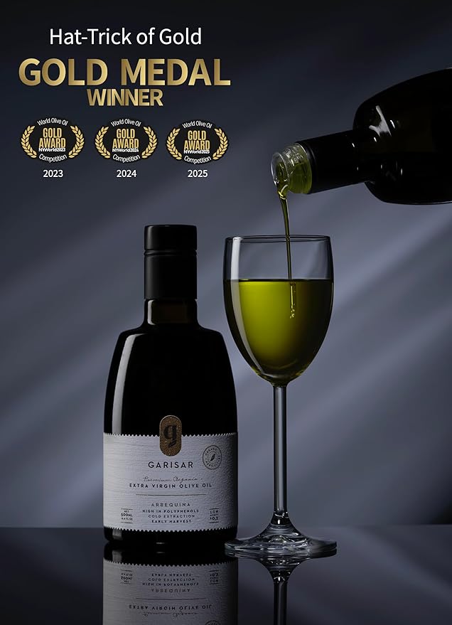 Garisar High In Polyphenol Premium Extra Virgin Olive Oil (>600 ppm), Low Acidity (max 0.2%)