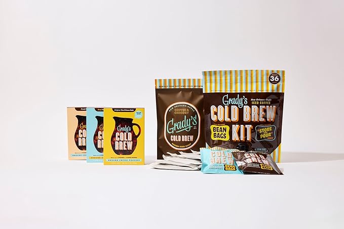 GRADY’S COLD BREW, New Orleans Style, 100% Arabica Ground Coffee & Chicory Pouches, SIX Bundles of