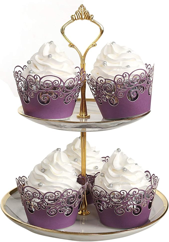 Cupcake Wrappers, KPOSIYA 100 Pack Cupcake Wraps Filigree Artistic Bake Cake Paper Cup Little Vine