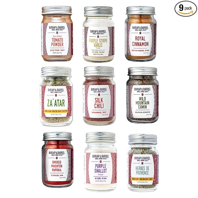 Burlap & Barrel 9-Pack Spice Gift Set ??9 Full-Size Jars of Favorite Spices for the Curious Cook