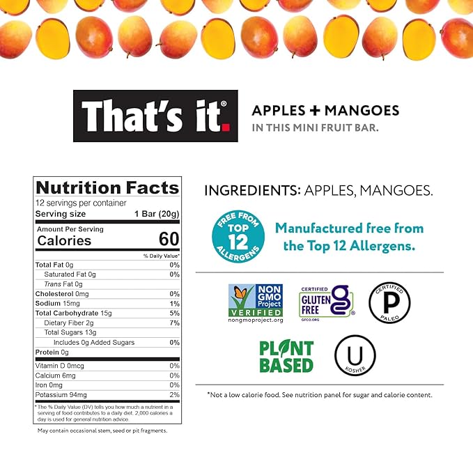 That's it. Mini Fruit Bars Gift Pouch (Variety 36 Count) No Sugar Added, Plant-Based, Vegan &