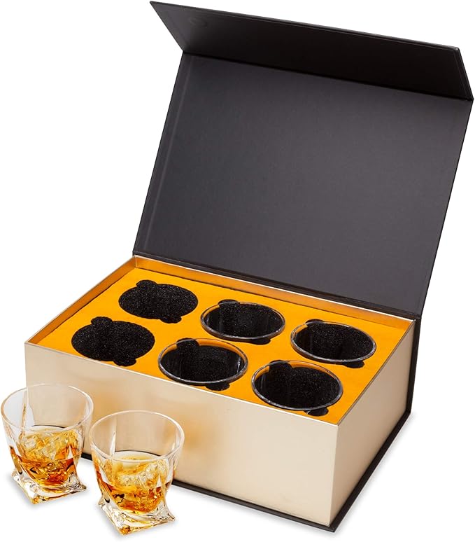 KANARS Crystal Whiskey Glass - Set of 6 Rocks Glasses 10 Oz in Luxury Box - Lowball Bar Tumblers