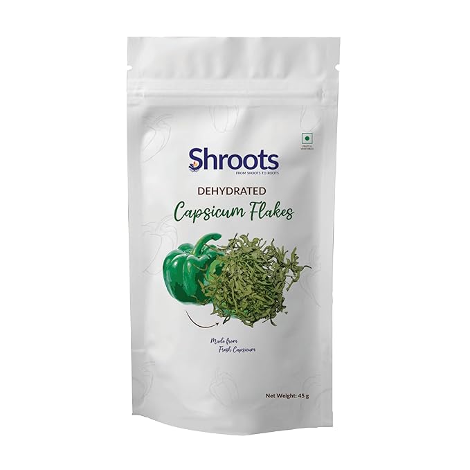 SHROOTS Green Dehydrated Bell Pepper Flakes ??Dried Capsicum Vegetable for for Soup Mix, Kosher