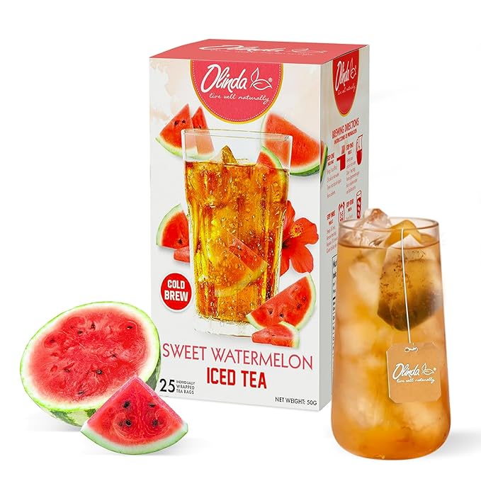 Olinda Iced Tea Sweet Watermelon Iced Tea Bags Cold Brew Organic Herbal Green Tea Summer Drink
