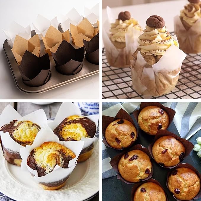 200pcs Tulip Cupcake Liners, Premium Muffin Liners Holders for Baking Cups, Greaseproof Cupcake