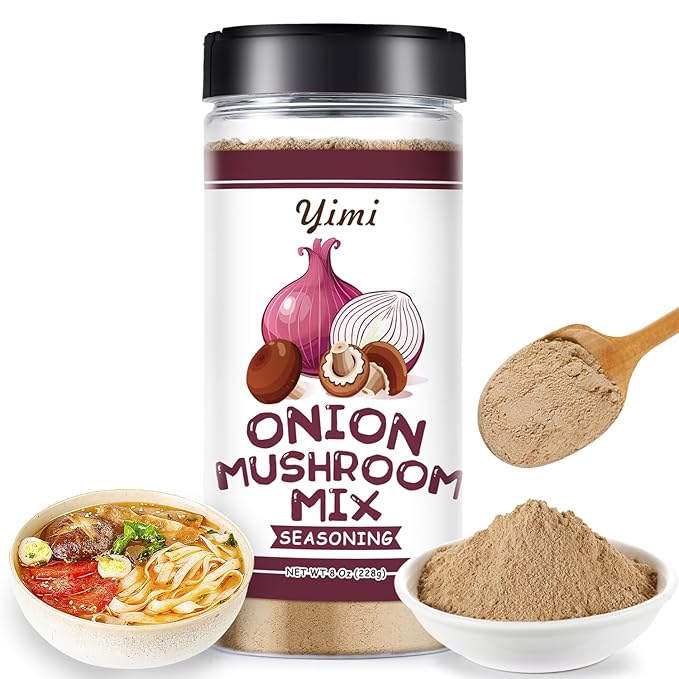 Yimi Onion and Mushroom Seasoning Mix, Umami Flavor, Finely Ground Powder for Soups, Stews, and