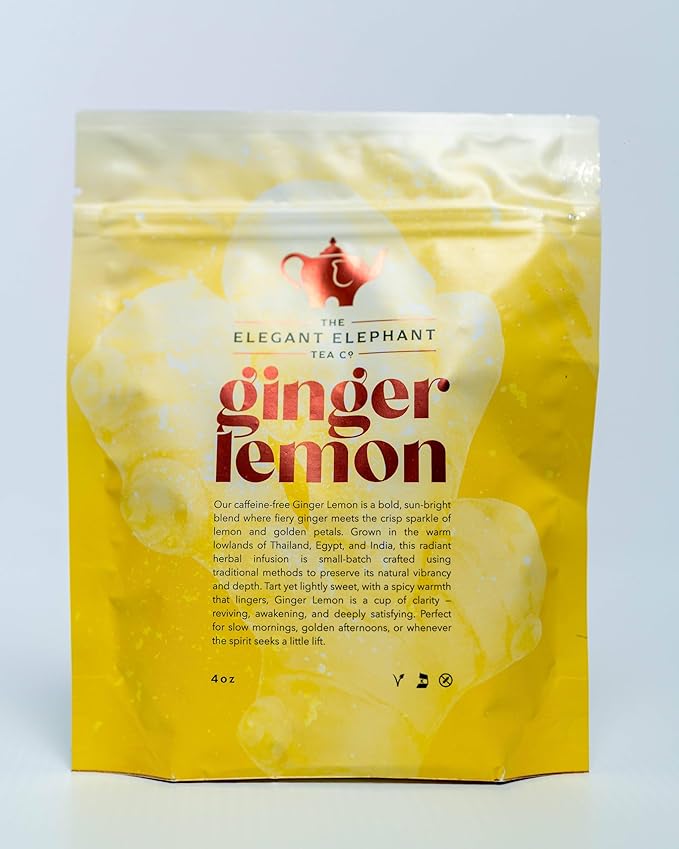 Ginger Lemon Tea, Loose Leaf Herbal Tea – Helps Reduce Nausea and Motion Sickness – Detox &