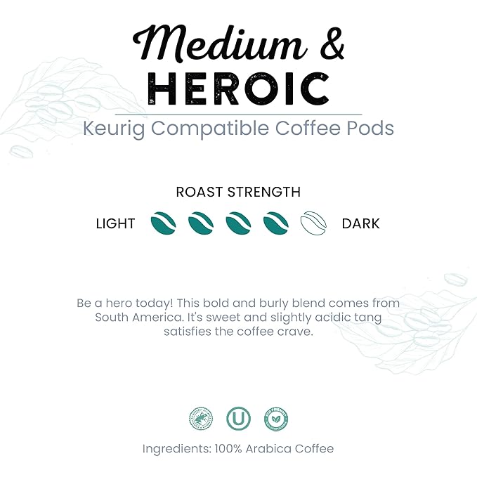 Tayst Coffee Pods, Medium & Heroic Medium Roast, K Cups Compatible with Keurig Coffee Maker