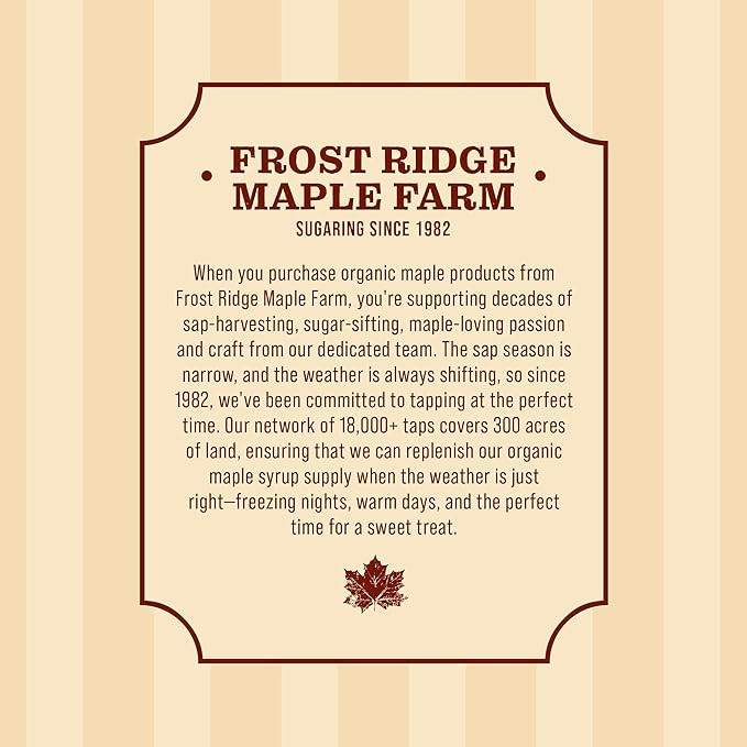Frost Ridge Maple Farm, Organic Maple Syrup, Grade A, Gallon (128 FL Oz), Dark Robust (formerly