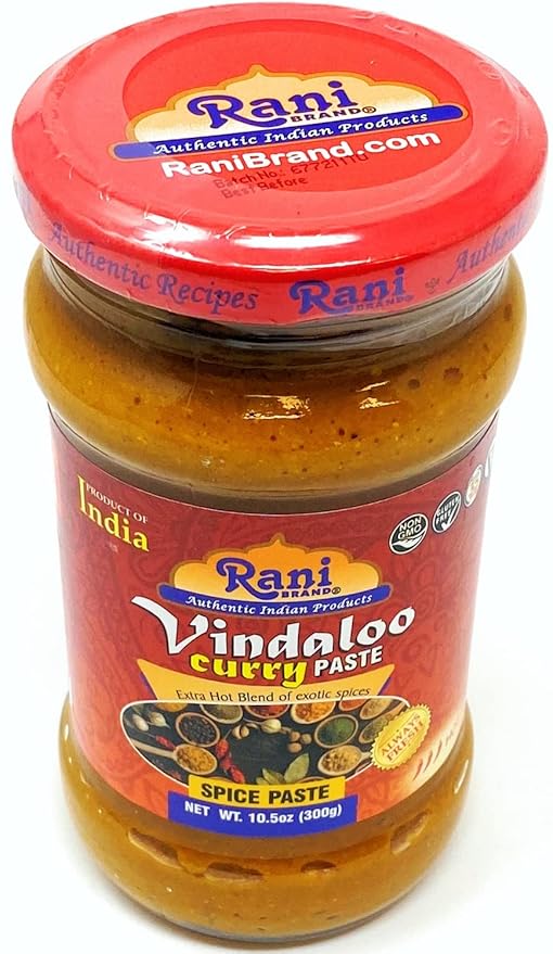 Rani Vindaloo Curry Cooking Spice Paste, Hot! 10.5oz (300g) Glass Jar, Pack of 5+1 FREE ~ No Colors