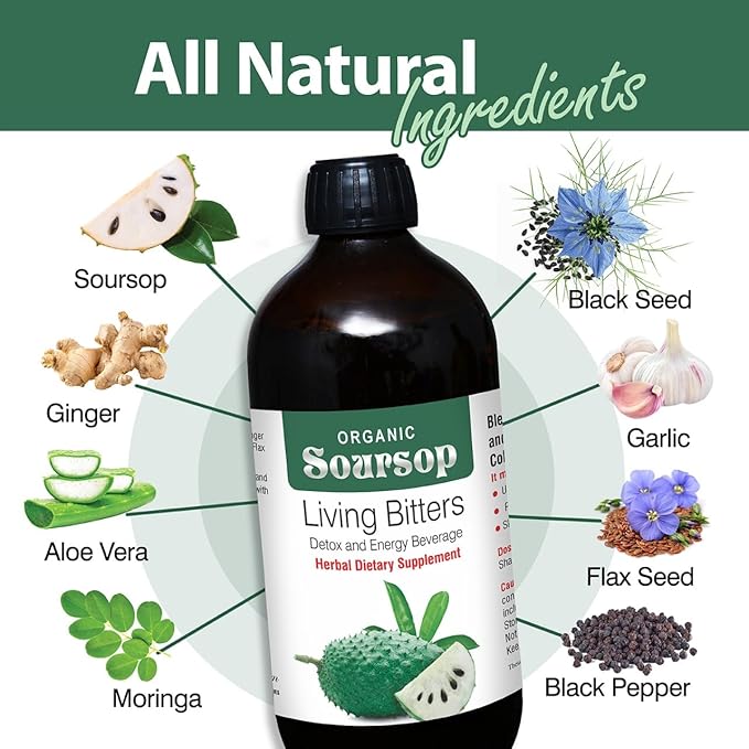 Premium Soursop Bitters Liquid | Natural Living Bitters for Overall Wellness 16 OZ
