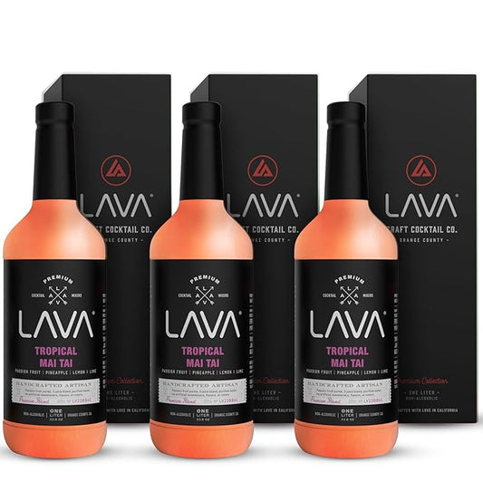 (3 Pack) LAVA Premium Tropical Mai Tai Cocktail Mix made with real passion fruit, pineapple, lemon
