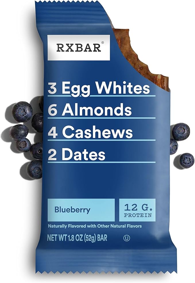 RXBAR Protein Bars, 12g Protein, Gluten Free Snacks, Blueberry (6 Boxes, 30 Bars)