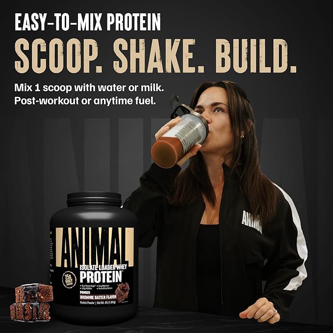 Animal Whey Isolate Protein Powder - Loaded for Pre & Post Workout Muscle Builder and Recovery with