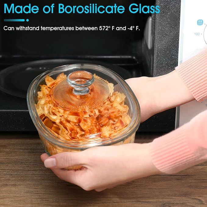 NUTRIUPS 1.9QT Oval Glass Casserole Dish with Glass Lid, Borosilicate Glass,Oval Casserole Dish for