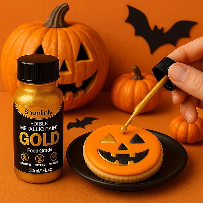 Shanlinly Gold Edible Luster Dust - 30ml Liquid Edible Cake Paint Gold Metallic Food Coloring