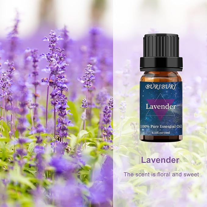 BURIBURI Lavender Essential Oil for Diffuser, Skin, Soap & Candle Making, 100% Pure Undiluted