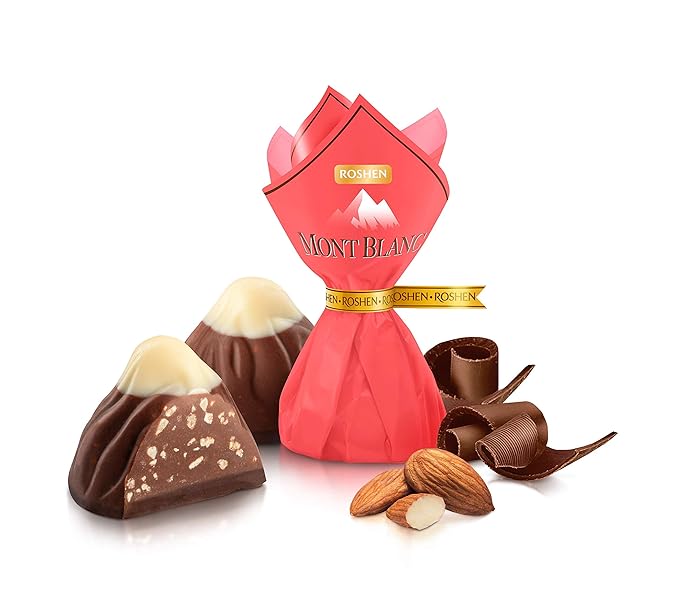 Roshen Mont Blanc with Chopped Almonds, Kosher and Halal, Delicious, Flavorful Sweets Bulk Gourmet