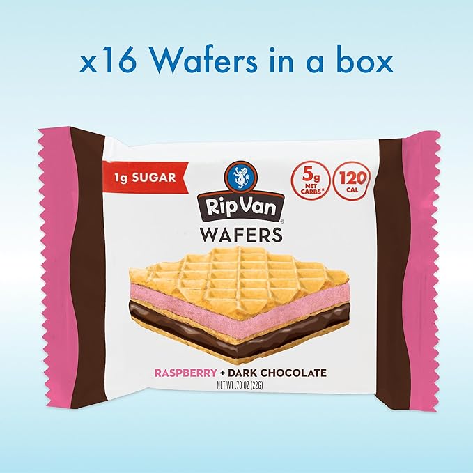 Rip Van Raspberry & Dark Chocolate Wafer Cookies - Healthy Snacks - Non GMO Keto Cookies - Keto