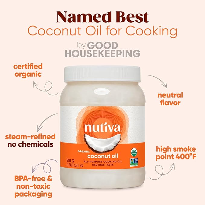Nutiva Organic Steam-Refined Coconut Oil, 54 Fl Oz, USDA Organic, Non-GMO, Vegan, Keto, Paleo