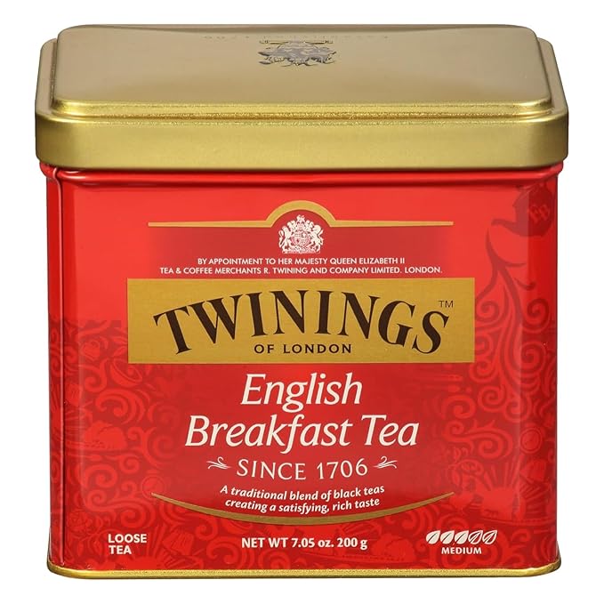 Twinings English Breakfast Loose Tea Tin, 7.05 Ounce Tin (Pack of 1), Smooth, Flavourful, Robust