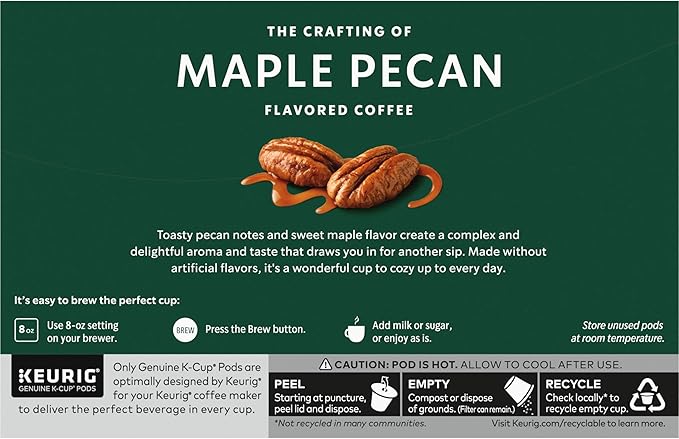Starbucks Coffee K-Cup Pods, Maple Pecan Flavored Coffee, Naturally Flavored, 100% Arabica, 6 Boxes