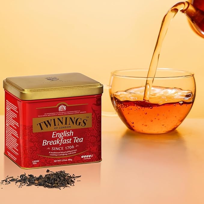 Twinings English Breakfast Loose Tea Tin, 3.53 Ounce Tin (Pack of 1), Smooth, Flavourful, Robust