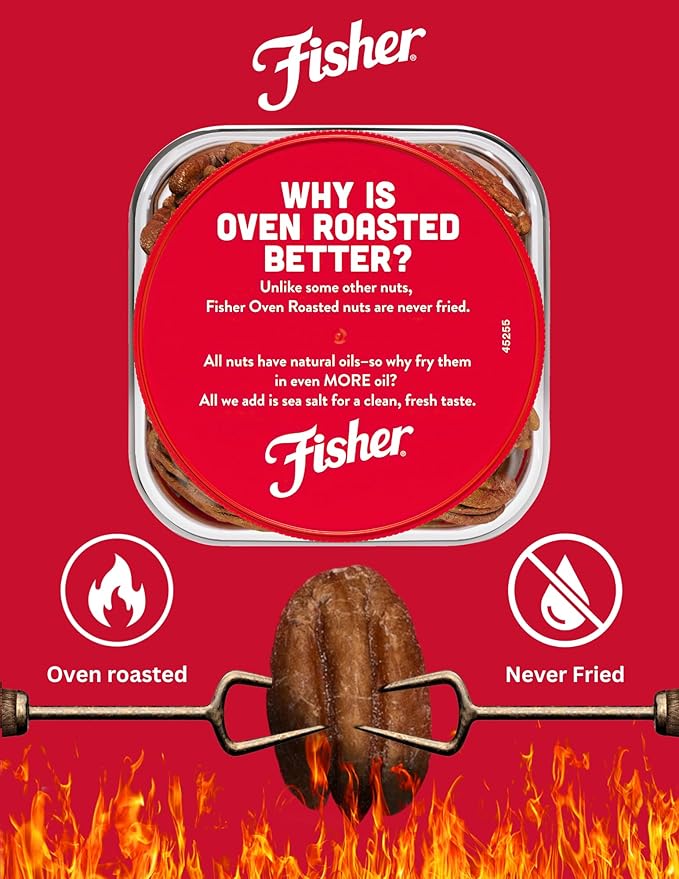Fisher Oven Roasted Never Fried Mammoth Pecans, 17 Ounces (Pack of 1), Heart Healthy Snacks for