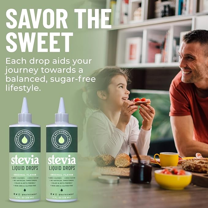 Natrisweet Liquid Stevia Drops 4 fl oz, Pure Sweetener from Stevia Extract Sugar Substitute, No