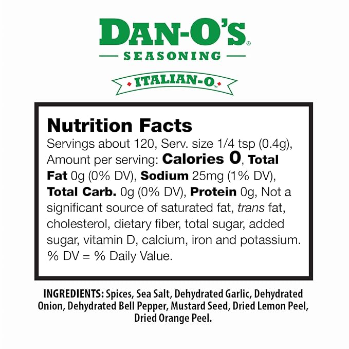 Dan-O's Italian-O Seasoning, 1.7 oz Bottle, 2 Pack, Italian Seasoning for Pasta, Pizza, Salad