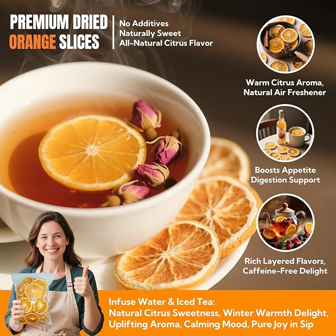 Premium Dried Orange Slices 8.8oz/250g,Dehydrated Orange Slices NO Addtives,Dried Oranges No Sugar