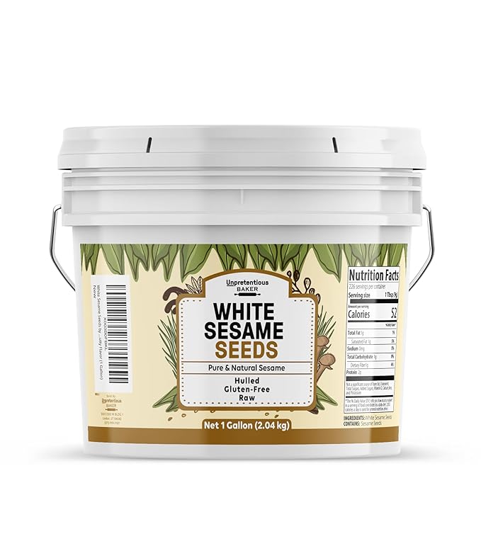 Unpretentious White Sesame Seeds, 1 Gallon, Hulled, Natural, Mild Nutty Flavor