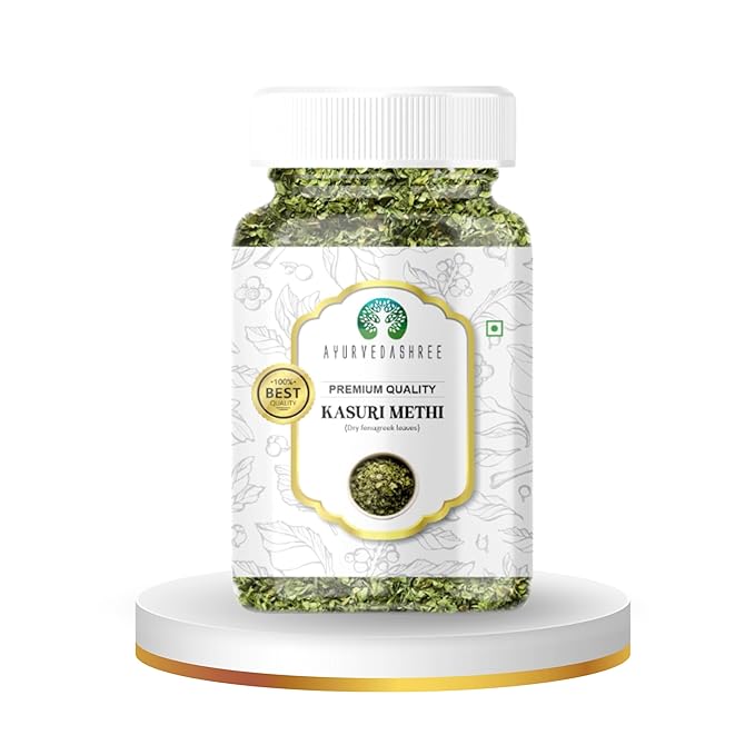 AYURVEDASHREE Fenugreek Leaves Dried (Kasoori Methi) 25gm PET Jar ~ All Natural | Vegan | NON-GMO |