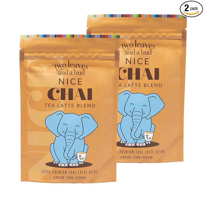 Two Leaves and a Bud Nice Chai, Tea Latte Mix, Powdered Chai Latte Tea Mix, Vegan, Dairy Free, Low