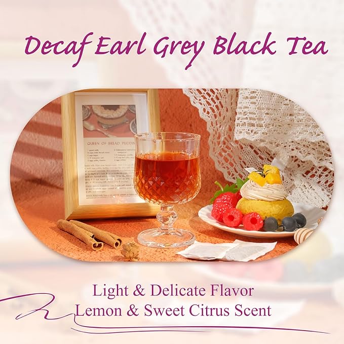 WT WEETEE Decaf Earl Grey Tea Bags, 100 Count CO2-Decaffeinated Black Tea Flavored with Bergamot