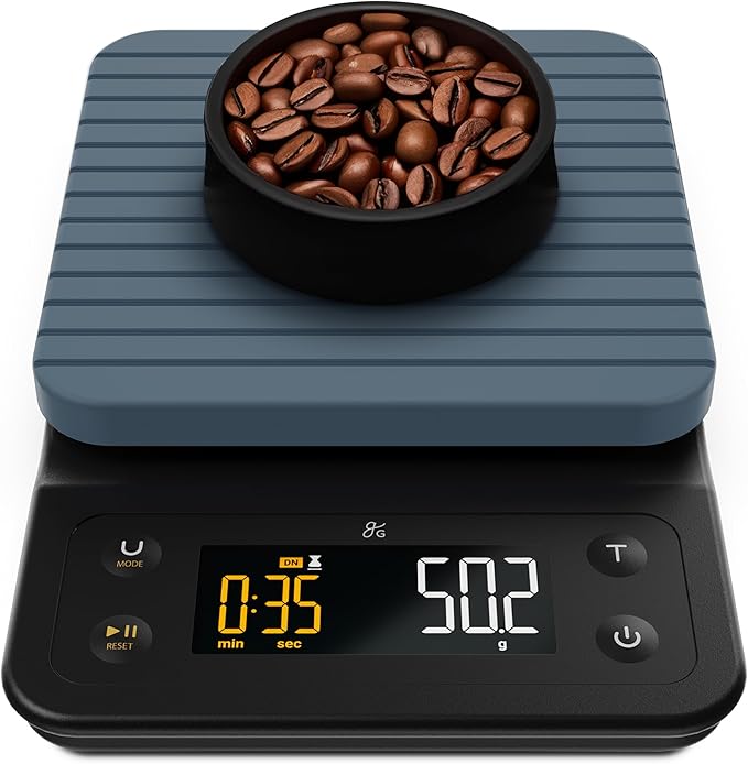 Greater Goods 0.1g Precision Coffee Scale with Timer – 3kg Digital Scale for Pour-Over, Espresso