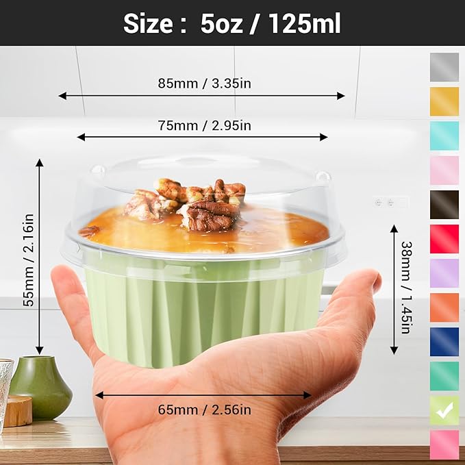 EUSOAR Cupcake Liners, 50pcs 5oz 125ml Cupcake Liners, Aluminum Foil Muffin Liners Cups with Lids