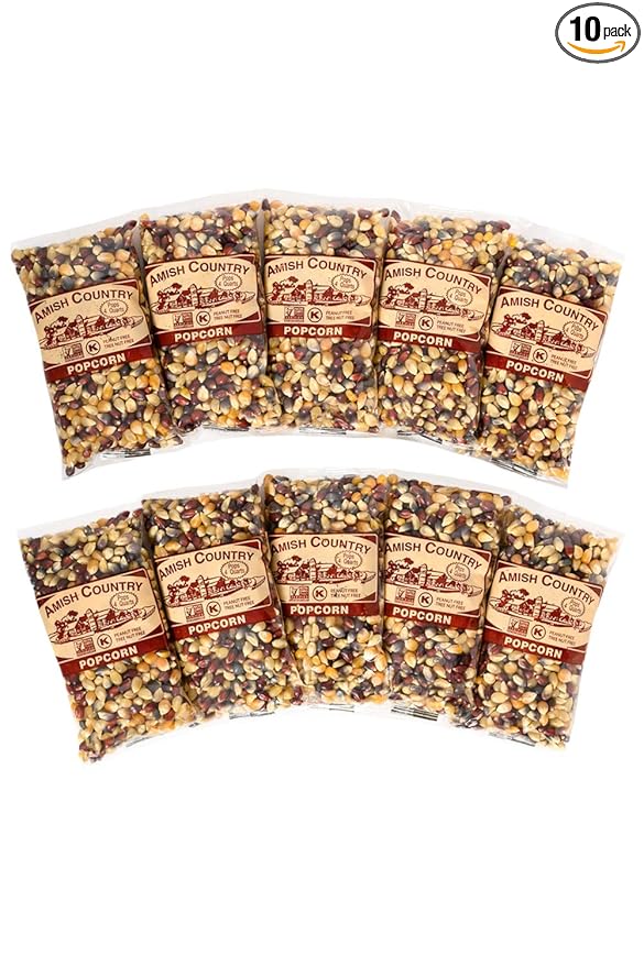 Amish Country Popcorn | 10-4 oz Bags | Rainbow Popcorn Kernels | Old Fashioned, Non-GMO and Gluten