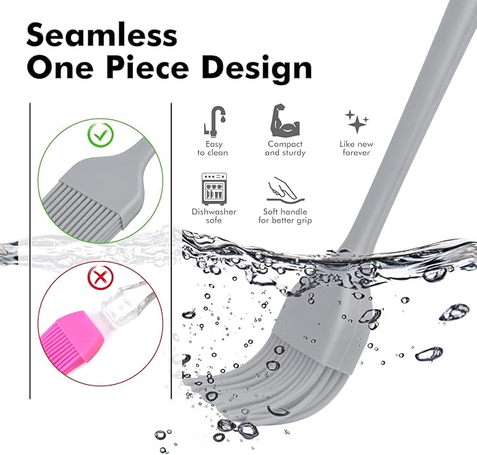 HOTEC Basting Brushes Silicone Heat Resistant Pastry Brushes Spread Oil Butter Sauce Marinades for