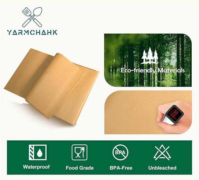 200pcs Unbleached Parchment Paper Sheets, 9x13In Precut Cooking Paper Liners for Baking Sheets, Air