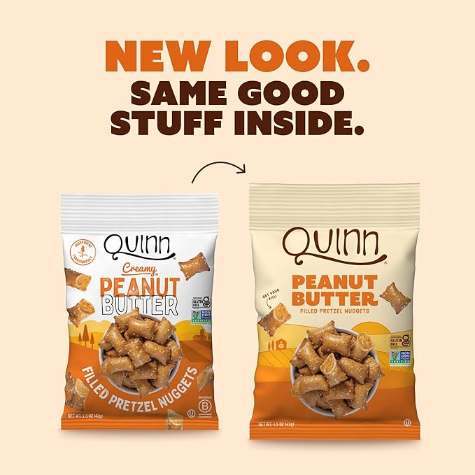 Quinn Creamy Peanut Butter Filled Pretzel Nuggets - Made with Real Ingredients, Whole Grain
