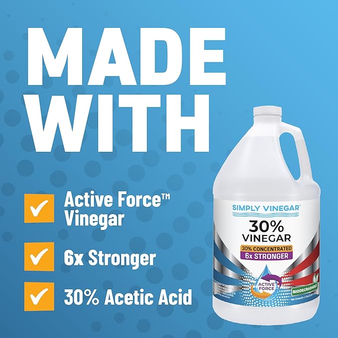 30% Vinegar – Pure Concentrated Active-Force Vinegar for Cleaning, Home, and Garden, 128 oz