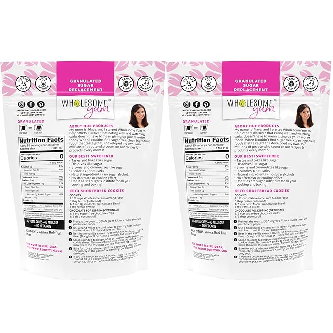 Wholesome Yum Besti Natural Sugar Substitute - Keto Granulated Monk Fruit Sweetener Blend With