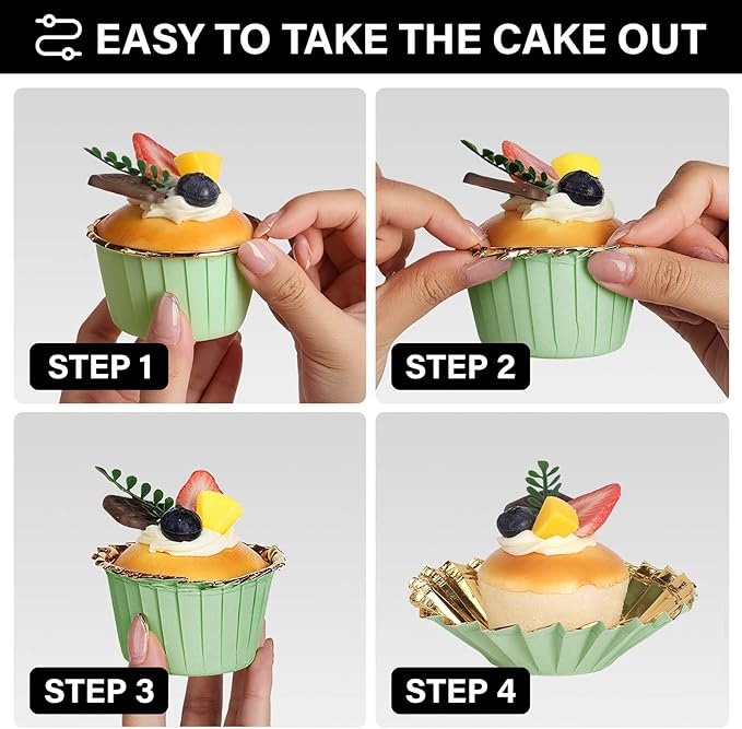 EUSOAR Cupcake Cups, 50pcs 3.5oz Muffin Cupcake Liners Disposable Ramekins, Aluminum Foil Wrappers