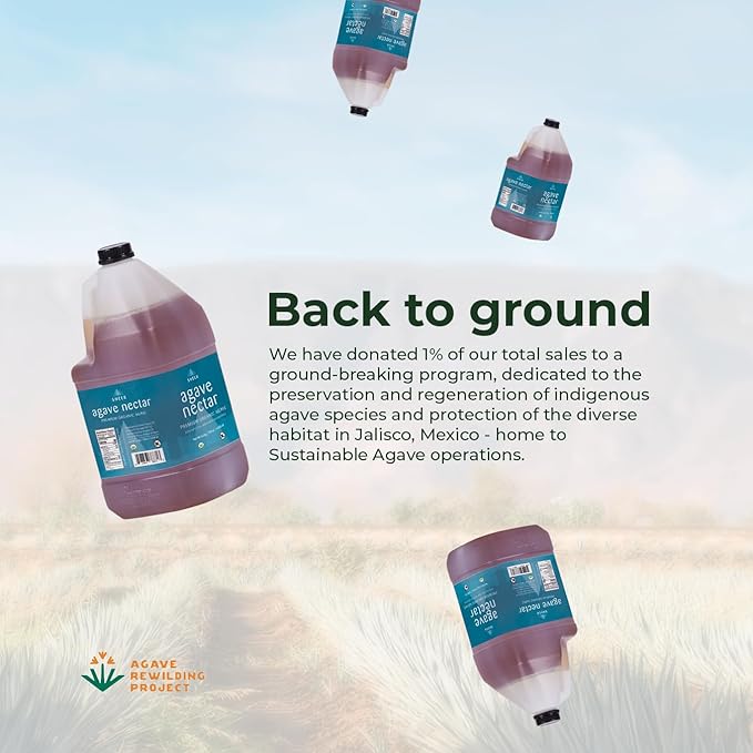 Sustainable Agave Co - Sheer - Agave Nectar - 4 x 1 Gallon Bottles (5kg each) - Raw Sweetener
