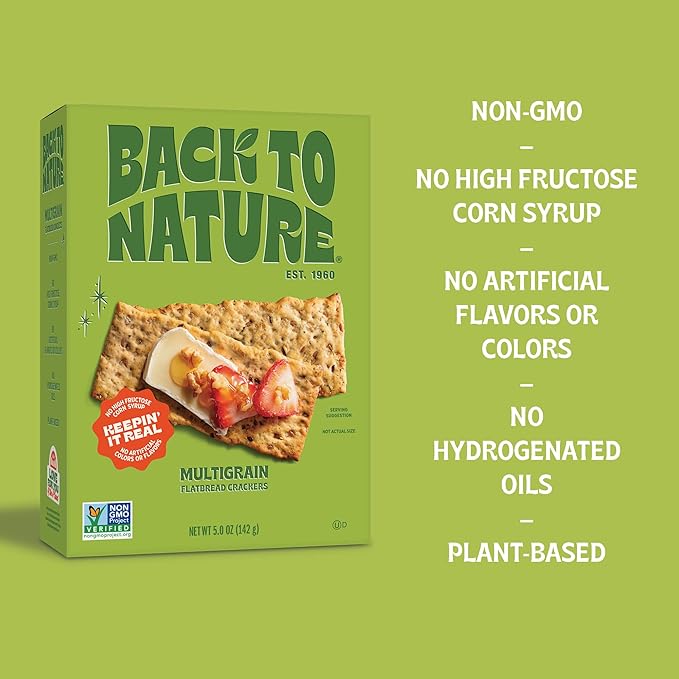 Back to Nature - Multigrain Flax Seeded Flatbread Crackers - Non-GMO, Made with Real Ingredients