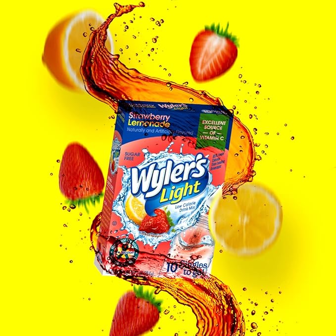 Singles T棘 Go Powder Packets, W逵ter Drink Mix, Strawberry Lemonade, 96 Singl筠 Servings (Pack of 12)