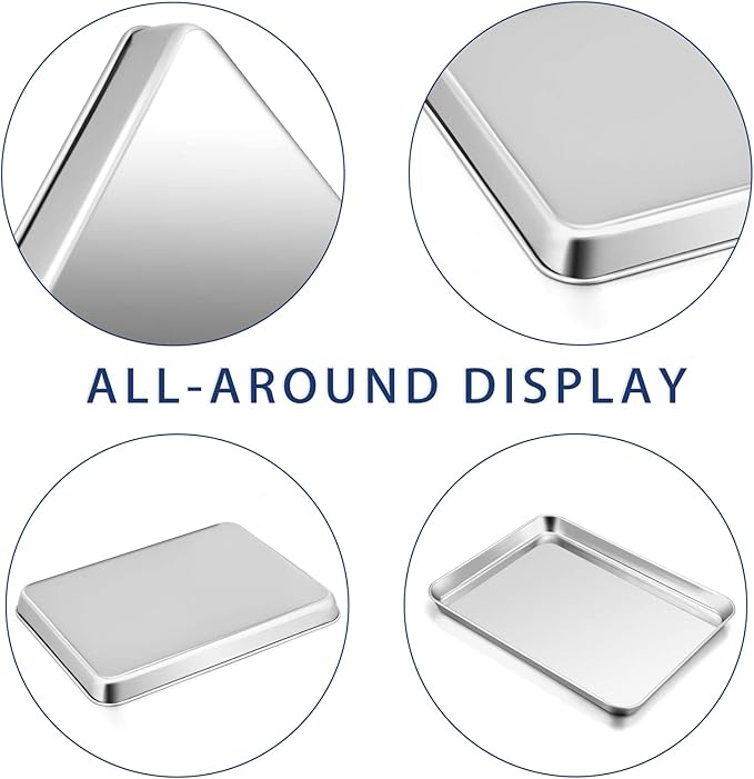 P&P CHEF 12.5 Inch Baking Cookie Sheet, Oven Pan Tray Stainless Steel Sheet Pan for Kitchen, Oven